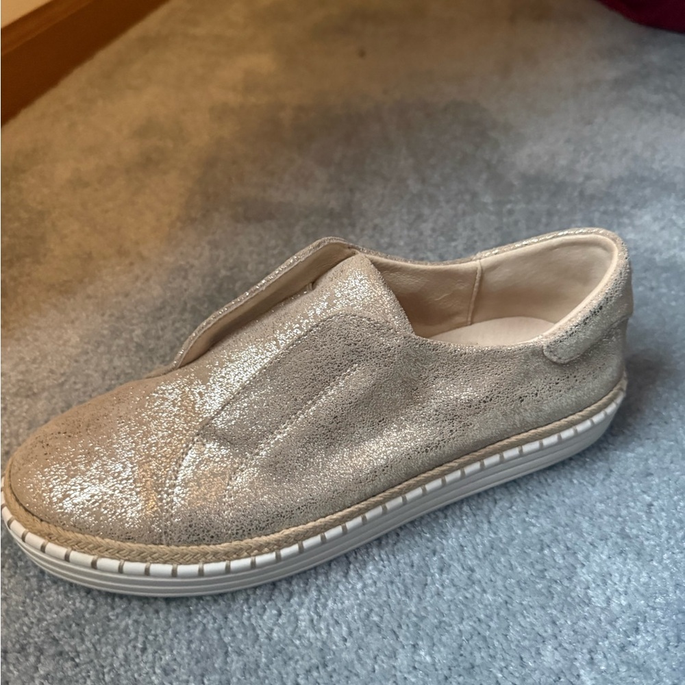 J Slides Metallic Champagne Espadrille Slip-On